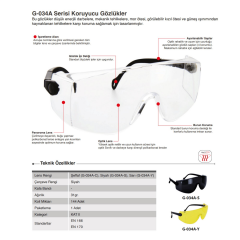 Starline G-034A-S Füme Siyah Çerçeveli Antifog Özellikli Burun Korumalı Gözlük