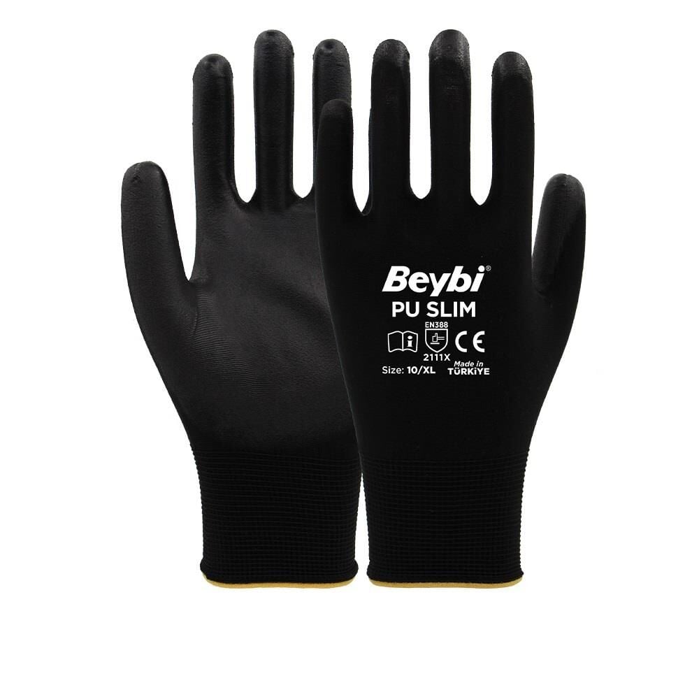 Beybi PU-Slim 1/2 PU (Poliüretan) Kaplı Polyester Astar  İş Eldiveni EN388 2111X