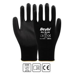Beybi PU-Slim 1/2 PU (Poliüretan) Kaplı Polyester Astar  İş Eldiveni EN388 2111X
