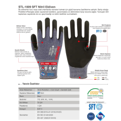 Starline STL-1009 1/2 Köpük Nitril Kaplı Polietilen+Fiberglas Astarlı Ekstra Parmak Arası Kaplı C Kesilmez İş Eldiveni EN388-4X42C