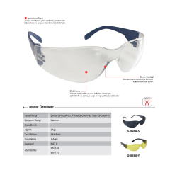 Starline G-058A-C Şeffaf Burun Destekli Optik Lensli Ekstra Hafif Antifog Özellikte Gözlük