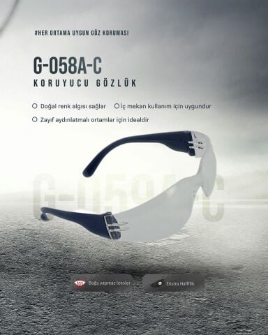 Starline G-058A-C Şeffaf Burun Destekli Optik Lensli Ekstra Hafif Antifog Özellikte Gözlük