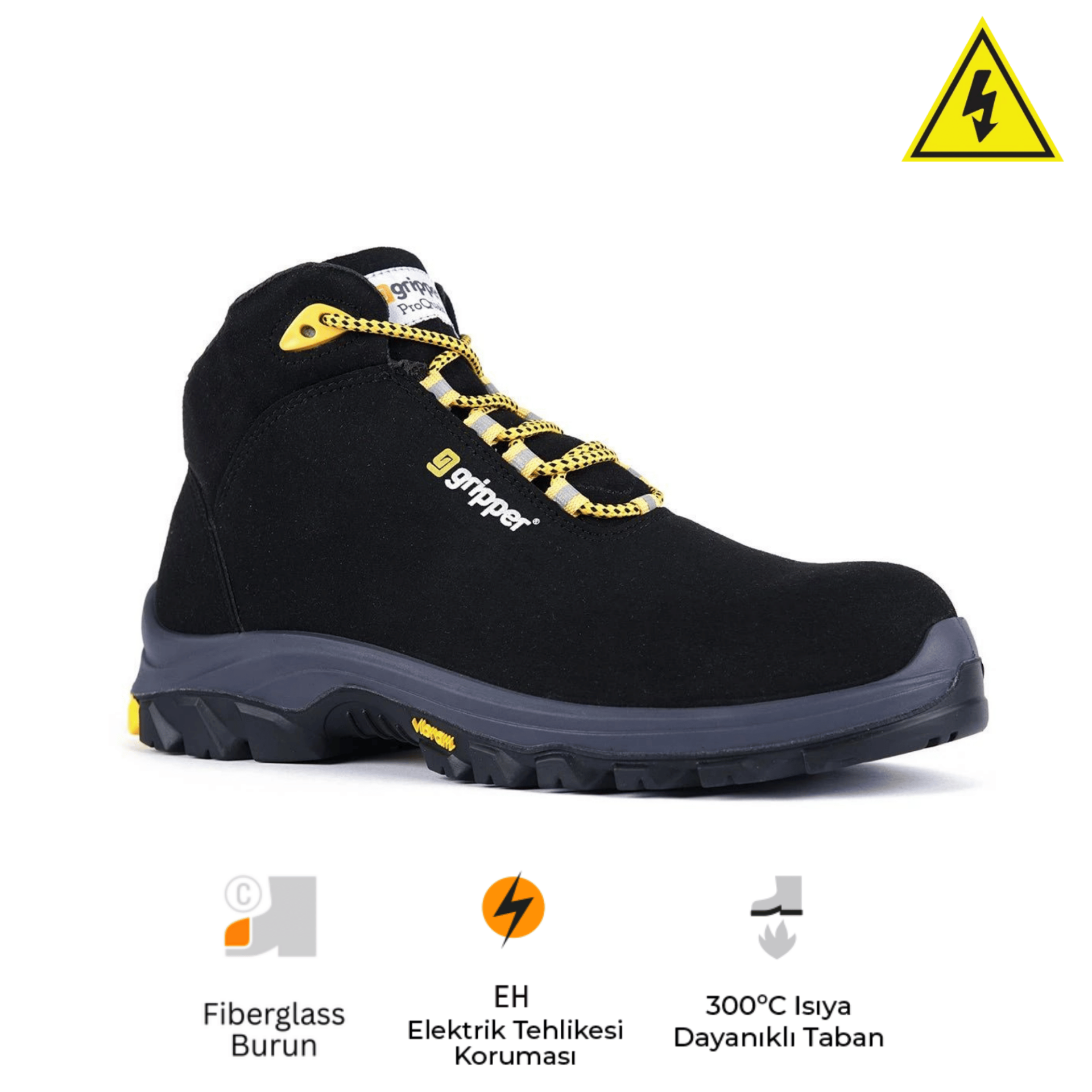 Mekap Gripper Energy Gpr-54 S3 Siyah Microfiber Fiberglass Burun Vibram Taban Elektrikçi İş Botu 43