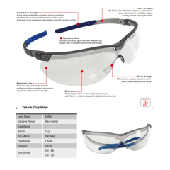 Starline G-059A-C Şeffaf Panoroma Lensli Hafif Antifog Gözlük