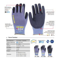 Starline STL-1005 3/4 Köpük Nitril Kaplı Naylon+Spandeks Astarlı Avuç İçi Puan Takviyeli 100° Isı Temasına Dayanıklı Eldiven EN388-4131X EN407-X1XXXX