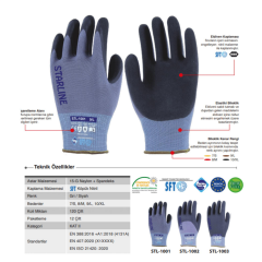 Starline STL-1003 4/4 Köpük Nitril Kaplı Naylon+Spandeks Astarlı 100° Isı Temasına Dayanıklı Eldiven EN388-4131X EN407-X1XXXX