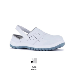 Mekap Pro Slipper 210-01 S1 SRC Beyaz Mikrofiber Deri Çelik Burun Sabo İş Terlik Sandalet
