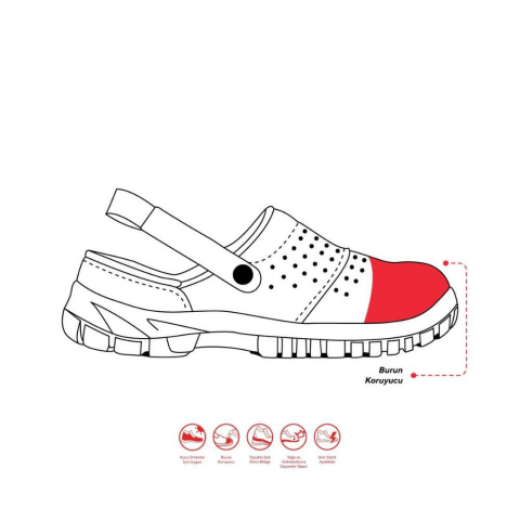 Mekap Pro Slipper 210-01 S1 SRC Beyaz Mikrofiber Deri Çelik Burun Sabo İş Terlik Sandalet