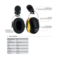 Starline BT-03 Barete Takılabilir PVC Ped - ABS Kulaklık 25,9 dB