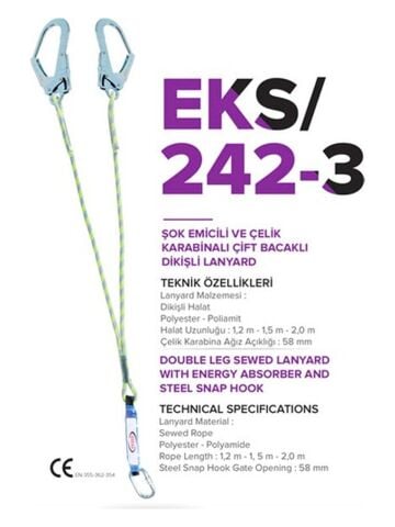 EKS 242-3 1.20 Şok Emiclil Çelik Karabina Çift Bacak