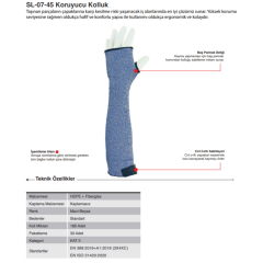 Starline SL-07-45 Para-Aramid C Seviye Kesilme Dirençli 45cm Kolluk