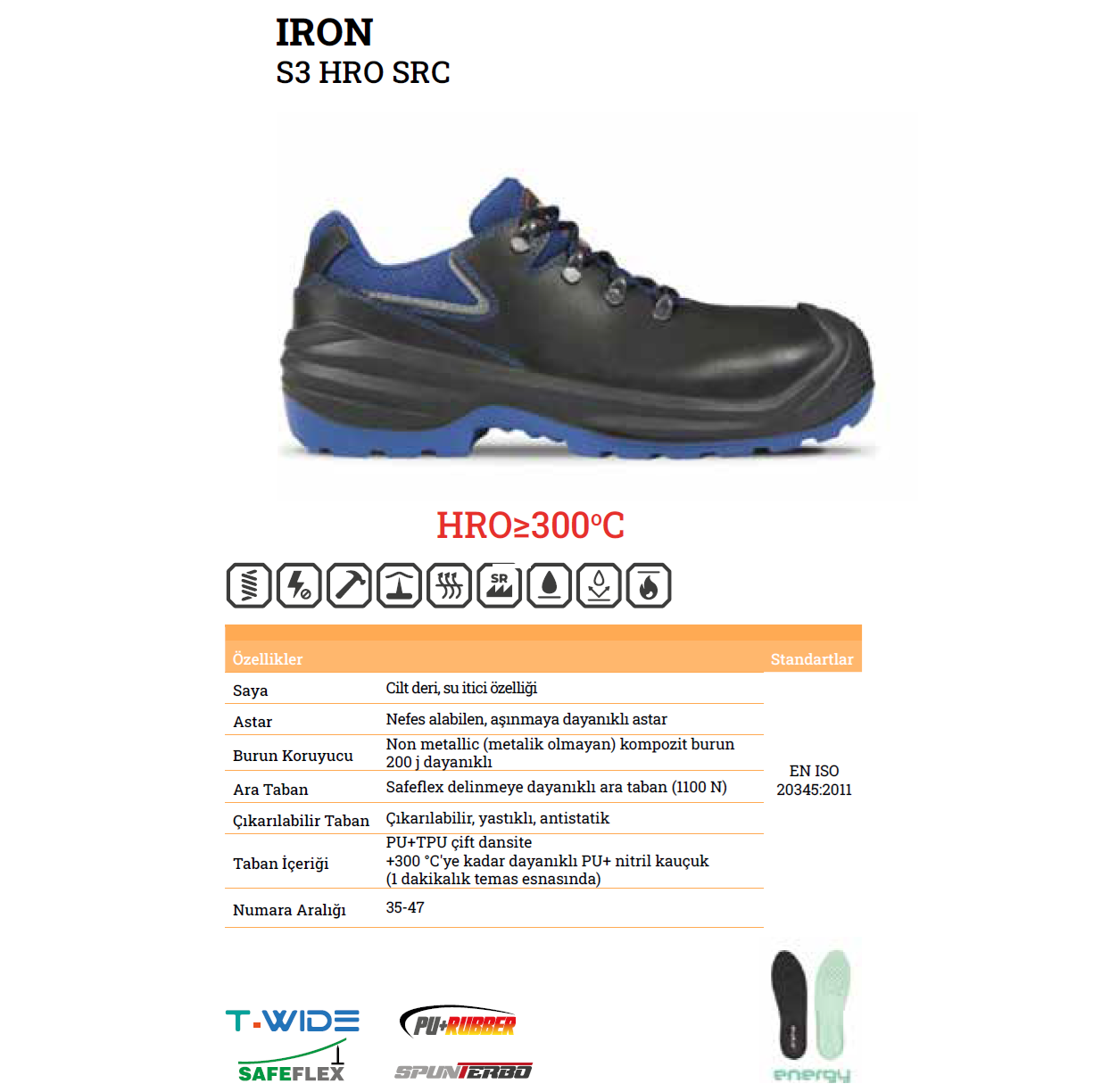 Exena Professional Serisi İron S3 HRO SRC Kompozit Burun İş Ayakkabısı