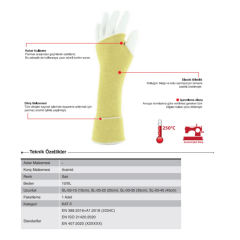 Starline SL-03-35 35 CM C Kesilmez Aramid (Kevlar) Kolluk EN388-2334C EN407-X2XXXX