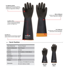 Starline H2-45 Doğal Kauçuk Avuç İçi Tırtıklı İş Eldiveni Kalınlık:0,70mm Uzunluk:45cm EN388-3110X