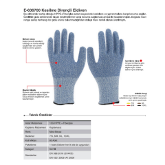 Starline E-636700 HDPE Kaplı Gıda Temasına Uygun 15G Naylon+Likra Astarlı D Kesilmez Her İki Ele Uygun İş Eldiveni (Adet) EN388-3X43D