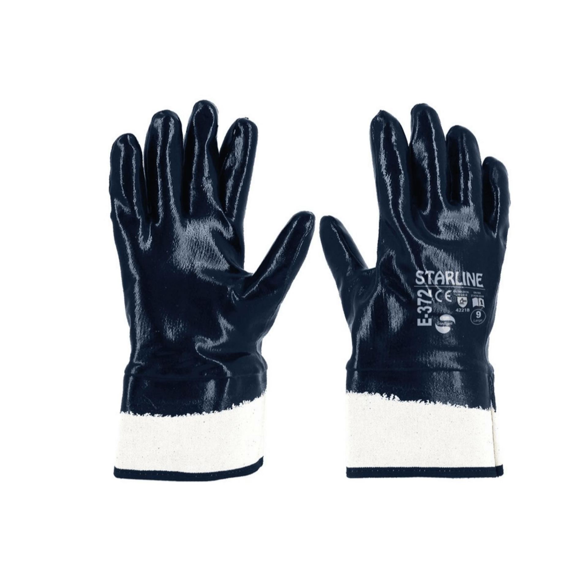 Starline E-372 Tam Nitril Kaplı 7 Cm Bilek Uzunluğu B Kesilmez Ağır İş Petrolcü Eldiveni EN388-4221B