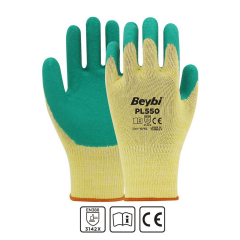 Beybi PL-550 1/2 Crinkle Lateks Kaplı Kaplı Pamuk Polyester Örme Astar  İş Eldiveni EN388 3132A