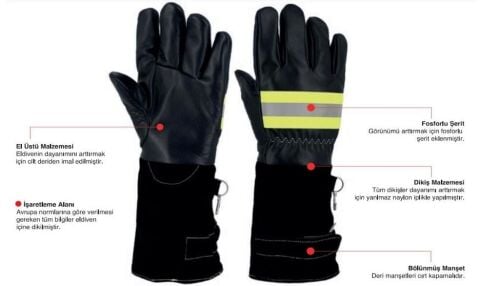 Starline FLAME AIB 659 Cilt Deri Kevlar Dikişli Kapitone Aramid Polar Astar İtfaiyeci Eldiveni EN388-3243X EN511-22X EN407-4242