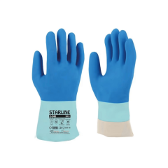 Starline E-540 Doğal Kauçuk 100° Isıya Dayanıklı Kimyasal Eldiven Kalınlık:1,40mm Uzunluk300mm EN388-4131X EN ISO 374-1 AKLMNPST EN374-5 EN407-X1XXXX