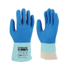 Starline E-540 Doğal Kauçuk 250° Isıya Dayanıklı Kimyasal Eldiven Kalınlık:1,40mm Uzunluk300mm EN388-4131X EN ISO 374-1 AKLMNPST EN374-5 EN407-X2XXXX