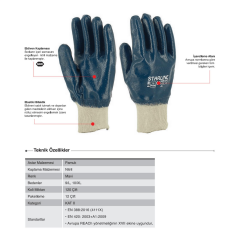 Starline E-380 Tam Mavi Nitril Kaplı Montaj Eldiveni 4111X