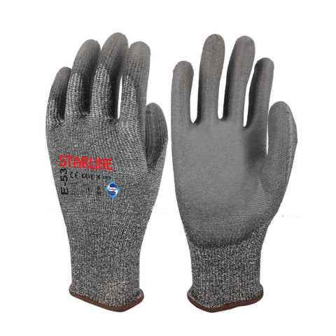 Starline E-53 1/2 PU (Poliüretan) Kaplı Dikişsiz Cam Elyaf ve Naylon Astarlı B Kesilmez Eldiven EN388-4X41B