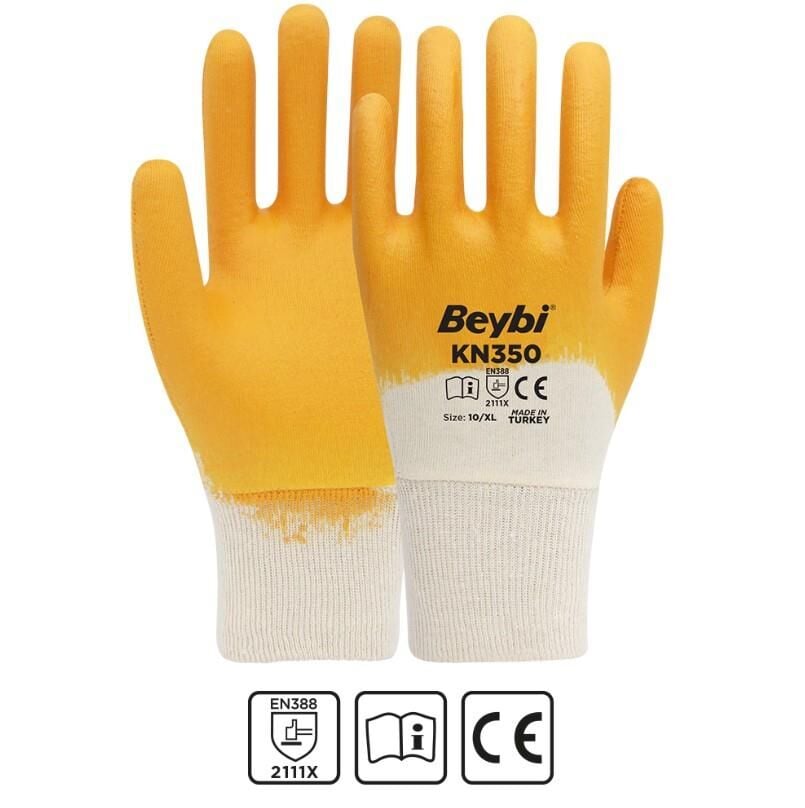 Beybi KN350 Pamuk Nitril İş Eldiveni 9 - Koli (288 Adet)