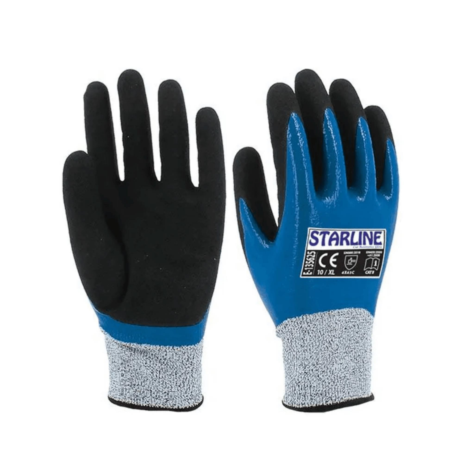 Starline E-135625 4/4 Nitril Kaplı HDPE-Fiberglas Astarlı C Kesilmez Eldiven EN388-4X43C