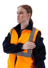 SafeSawa Alaska Hi-Vis 5 in 1 Parka Neon Turuncu Lacivert Reflektörlü %100 Polyester 300D Oxford PU Kaplı