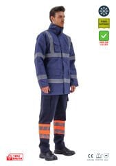 SafeSawa Alaska Parka Lacivert Reflektörlü %100 Polyester 300D Oxford PU Kaplı