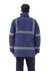 SafeSawa Alaska Parka Lacivert Reflektörlü %100 Polyester 300D Oxford PU Kaplı