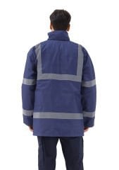 SafeSawa Alaska Parka Lacivert Reflektörlü %100 Polyester 300D Oxford PU Kaplı