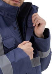 SafeSawa Alaska Parka Lacivert Reflektörlü %100 Polyester 300D Oxford PU Kaplı