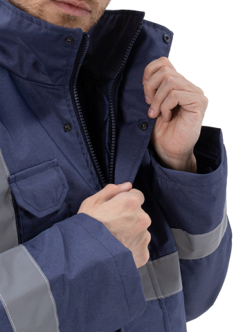 SafeSawa Alaska Parka Lacivert Reflektörlü %100 Polyester 300D Oxford PU Kaplı