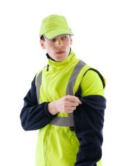 SafeSawa Alaska Hi-Vis 2 in 1 Yelek Neon Sarı Reflektörlü %100 Polyester 300D Oxford PU Kaplı
