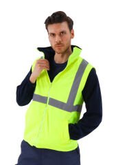 SafeSawa Alaska Hi-Vis 2 in 1 Yelek Neon Sarı Reflektörlü %100 Polyester 300D Oxford PU Kaplı