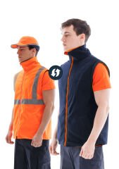SafeSawa Alaska Hi-Vis 2 in 1 Yelek Neon Turuncu Reflektörlü %100 Polyester 300D Oxford PU Kaplı