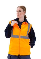 SafeSawa Alaska Hi-Vis 2 in 1 Yelek Neon Turuncu Reflektörlü %100 Polyester 300D Oxford PU Kaplı