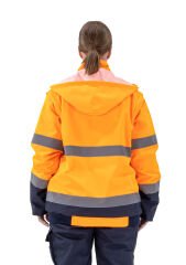 SafeSawa Alaska Hi-Vis 2 in 1 Mont Neon Turuncu Lacivert Reflektörlü %100 Polyester 300D Oxford PU Kaplı