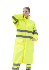 SafeSawa Alaska Hi-Vis Yağmurluk Neon Sarı Reflektörlü %100 Polyester 1500D Oxford PU Kaplı Çantalı