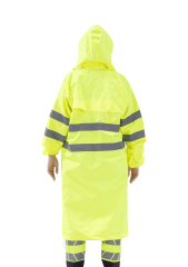 SafeSawa Alaska Hi-Vis Yağmurluk Neon Sarı Reflektörlü %100 Polyester 1500D Oxford PU Kaplı Çantalı