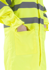 SafeSawa Alaska Hi-Vis Yağmurluk Neon Sarı Reflektörlü %100 Polyester 1500D Oxford PU Kaplı Çantalı