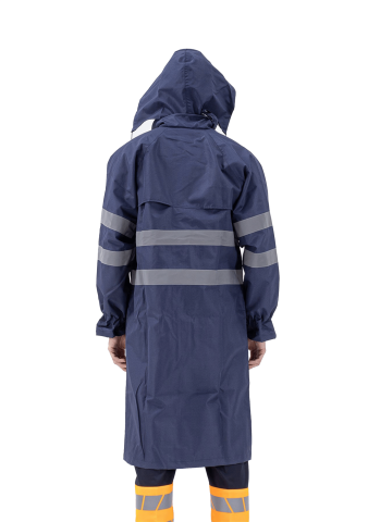 SafeSawa Alaska Yağmurluk Lacivert Reflektörlü %100 Polyester 1500D Oxford PU Kaplı Çantalı