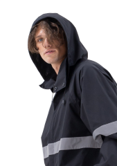 SafeSawa Ripstop Yağmurluk Pantolon Ceket Takım Siyah Reflektörlü %100 Polyester ve PU Kaplı