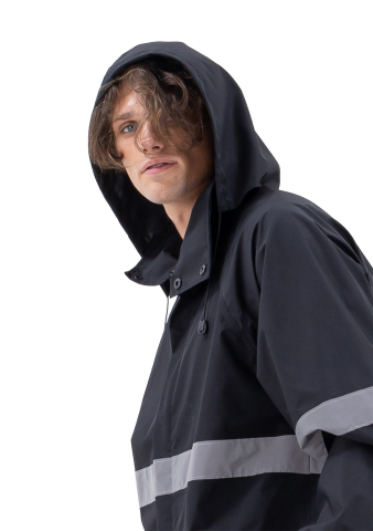 SafeSawa Ripstop Yağmurluk Pantolon Ceket Takım Siyah Reflektörlü %100 Polyester ve PU Kaplı