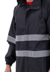 SafeSawa Ripstop Yağmurluk Pantolon Ceket Takım Siyah Reflektörlü %100 Polyester ve PU Kaplı