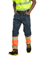 SafeSawa Alaska Hi-Vis Pantolon Neon Turuncu Lacivert Segmentli Reflektörlü