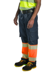 SafeSawa Alaska Hi-Vis Pantolon Neon Turuncu Lacivert Segmentli Reflektörlü