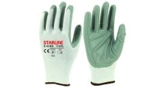 Starline E-43-BG 1/2 Nitril Kaplı İş Eldiveni Beyaz- Gri