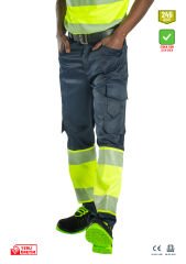 SafeSawa Alaska Hi-Vis Pantolon Neon Sarı Lacivert Segmentli Reflektörlü